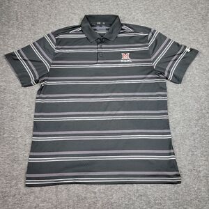 Under Armour Shirt Mens XL Black Striped Short Sleeve Golf Polo M Miami Shirt